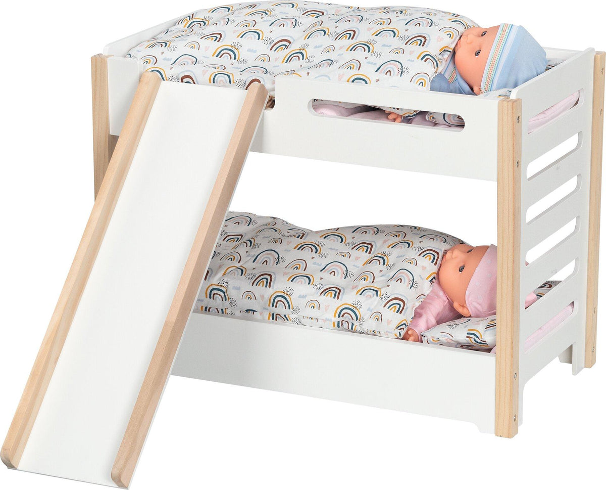 Puppen Etagenbett mit Rutsche in Weiß und Holz – weitere Ansicht