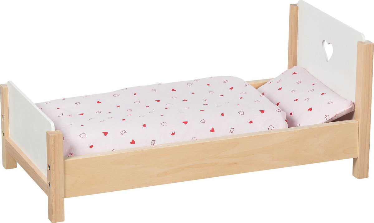 Puppenbett Herzträume mit Herzausschnitt aus Holz – weitere Ansicht