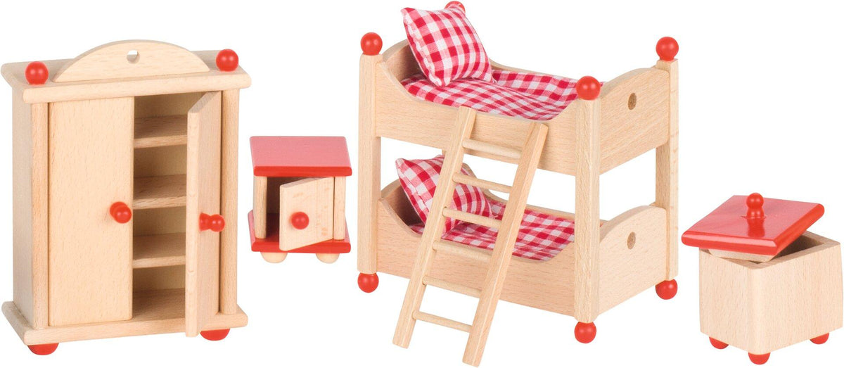 Puppenmöbel Kinderzimmer mit Etagenbett aus Buchenholz – weitere Ansicht