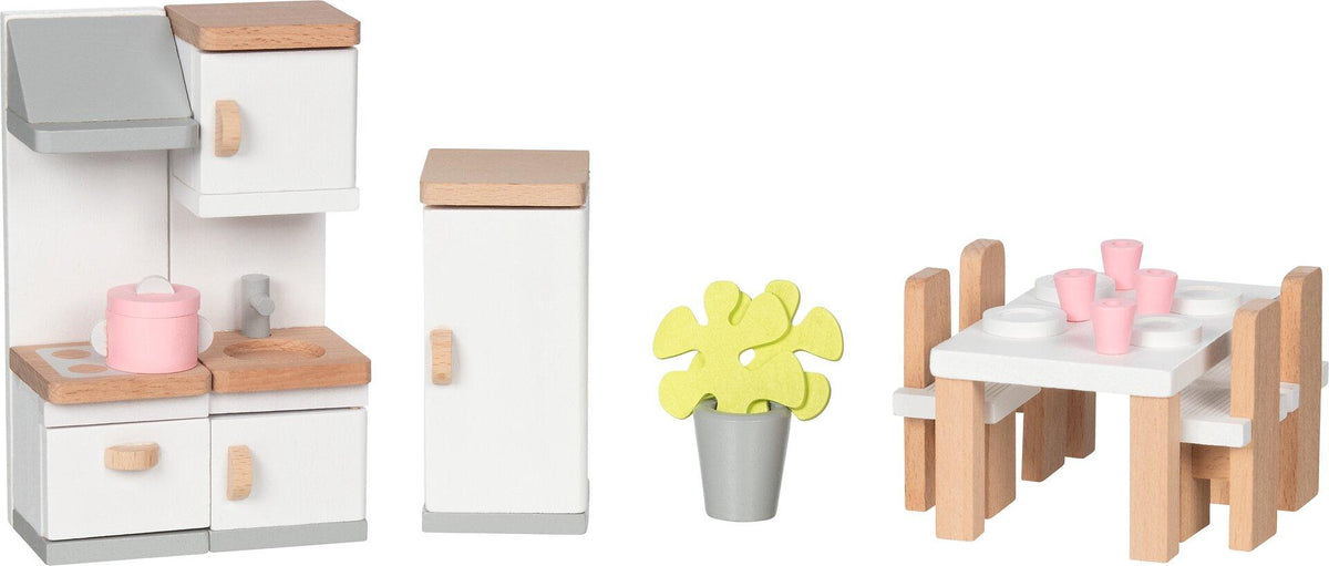 Puppenmöbel Style Küche mit Esstisch und Kühlschrank – weitere Ansicht