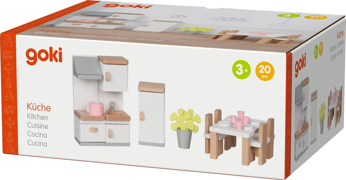 Puppenmöbel Style Küche mit Esstisch und Kühlschrank – Verpackung