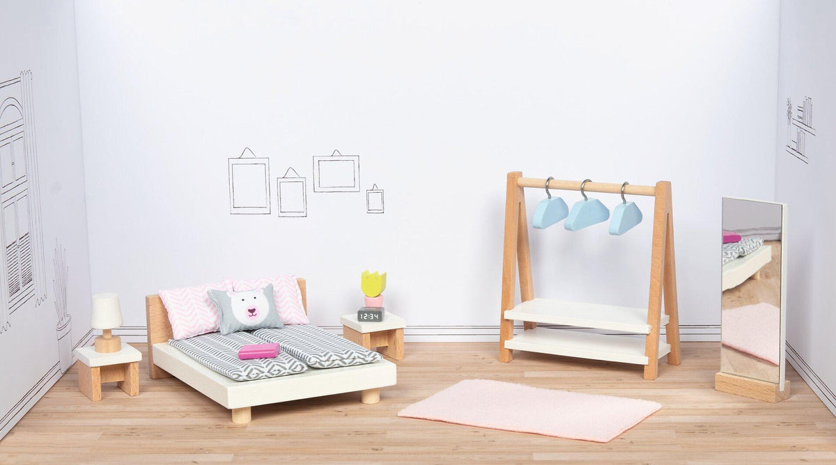 Puppenmöbel Style Schlafzimmer mit Kleiderständer