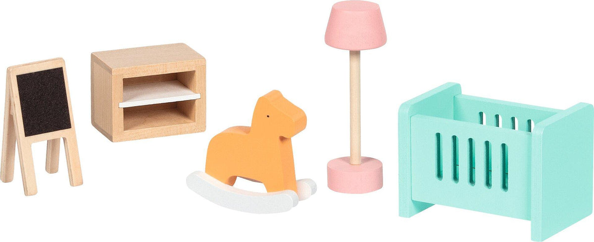 Puppenmöbelserie Copenhagen Kinderzimmer mit Schaukelpferd – Ansicht