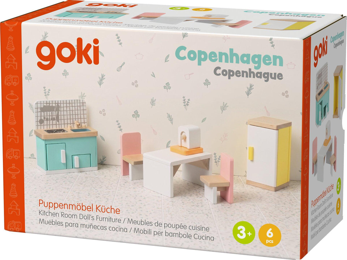 Puppenmöbelserie Copenhagen Küche in Pastell mit Toaster – Verpackung