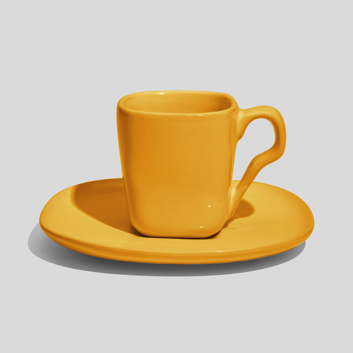 Quadratische Espressotasse mit Untertasse 80 ml – Gelb