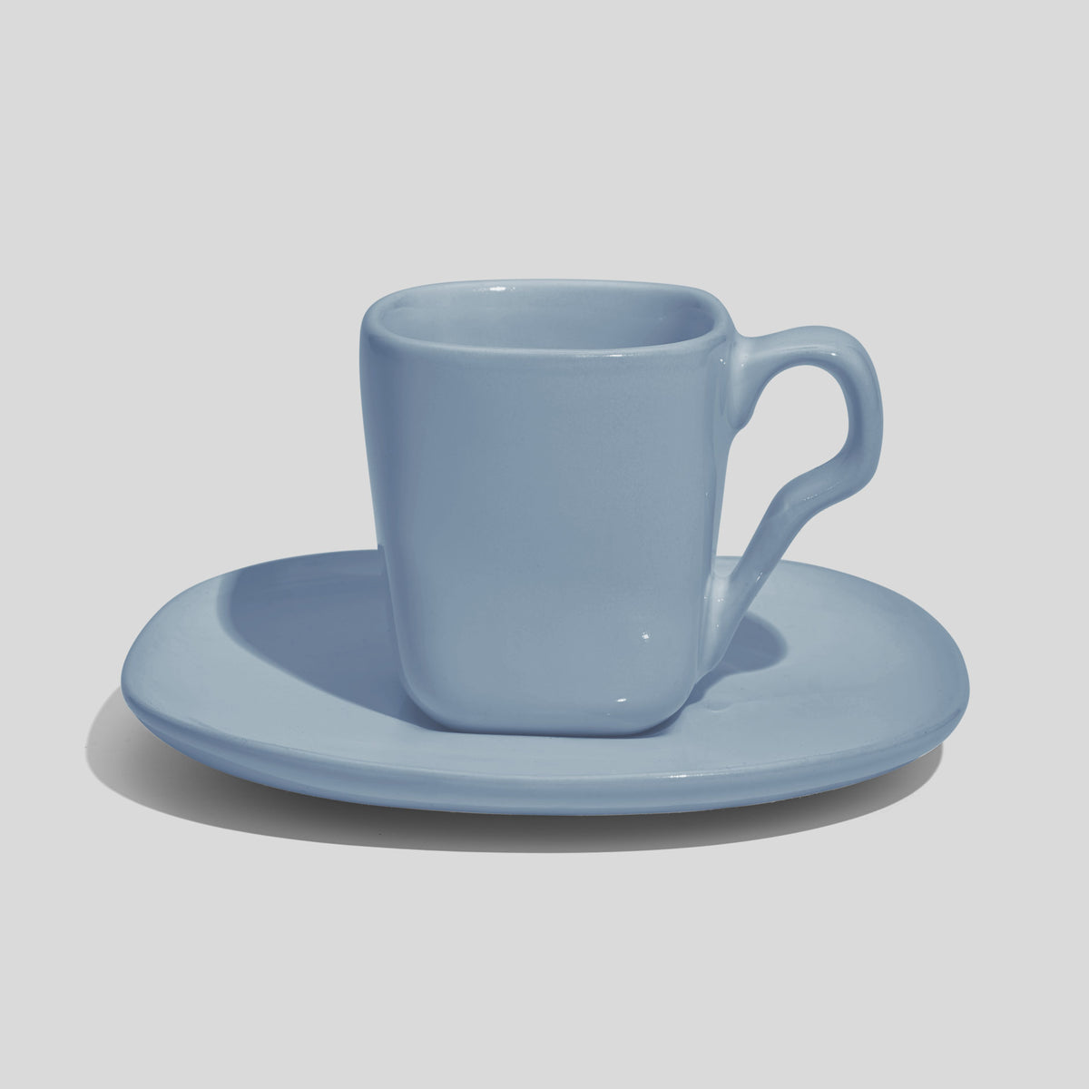 Quadratische Espressotasse mit Untertasse 80 ml – Hellblau