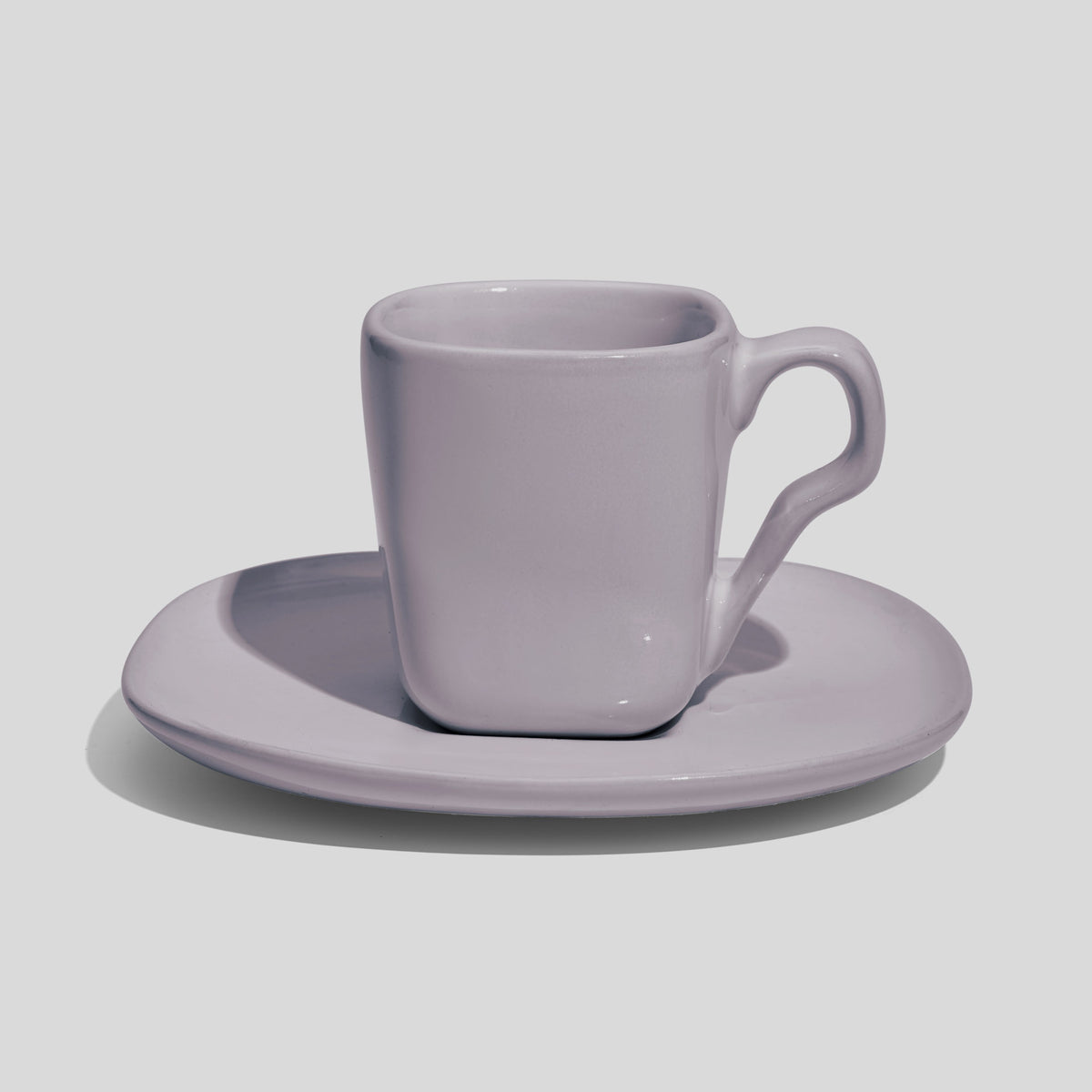 Quadratische Espressotasse mit Untertasse 80 ml – Hellgrau