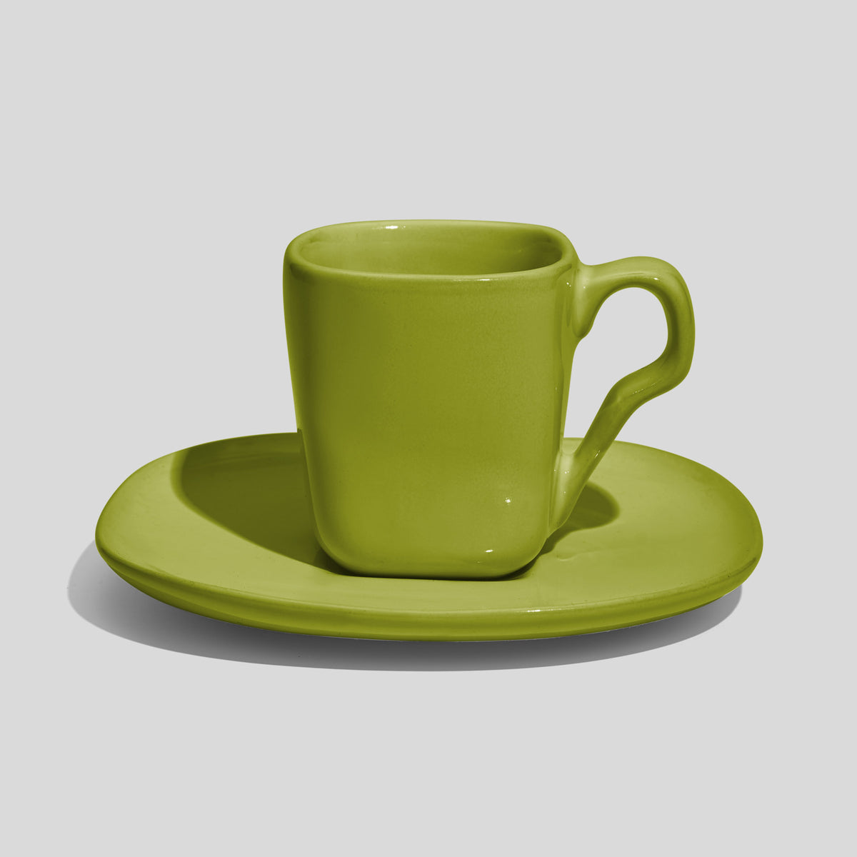 Quadratische Espressotasse mit Untertasse 80 ml – Limettengrün