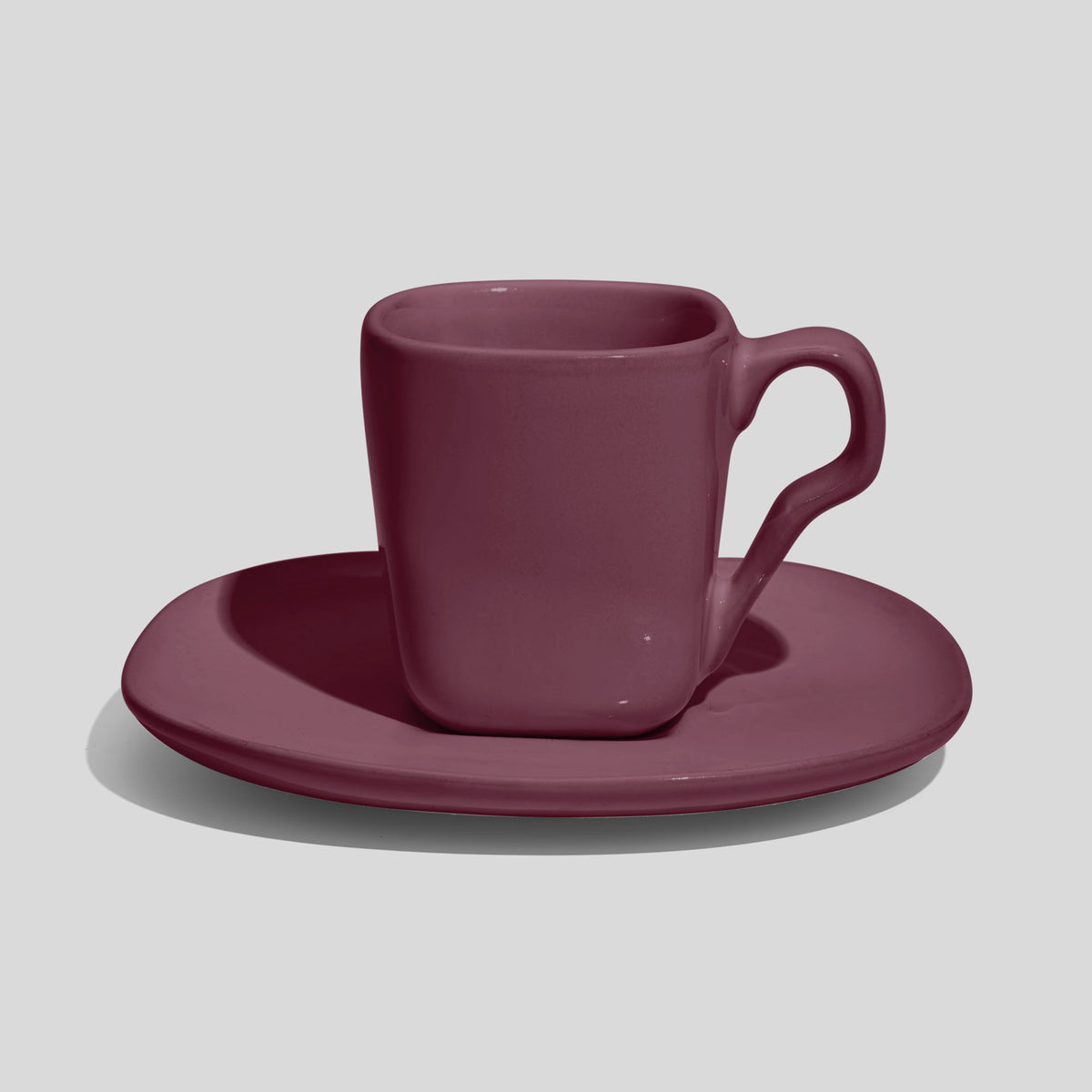 Quadratische Espressotasse mit Untertasse 80 ml – Mauve