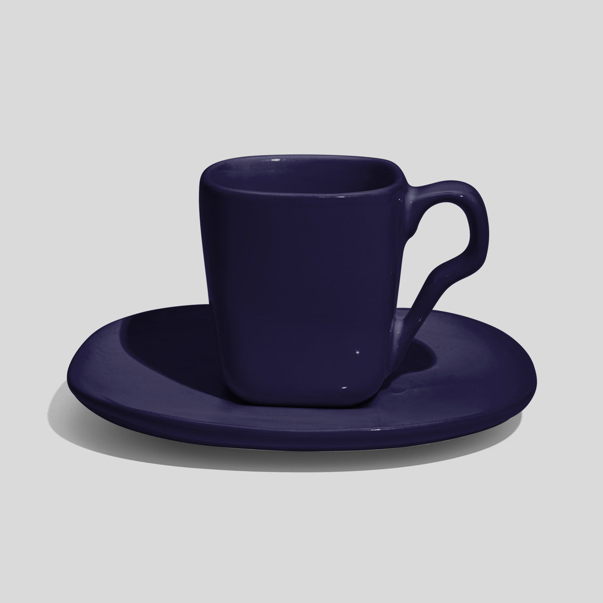 Quadratische Espressotasse mit Untertasse 80 ml – Nachtblau