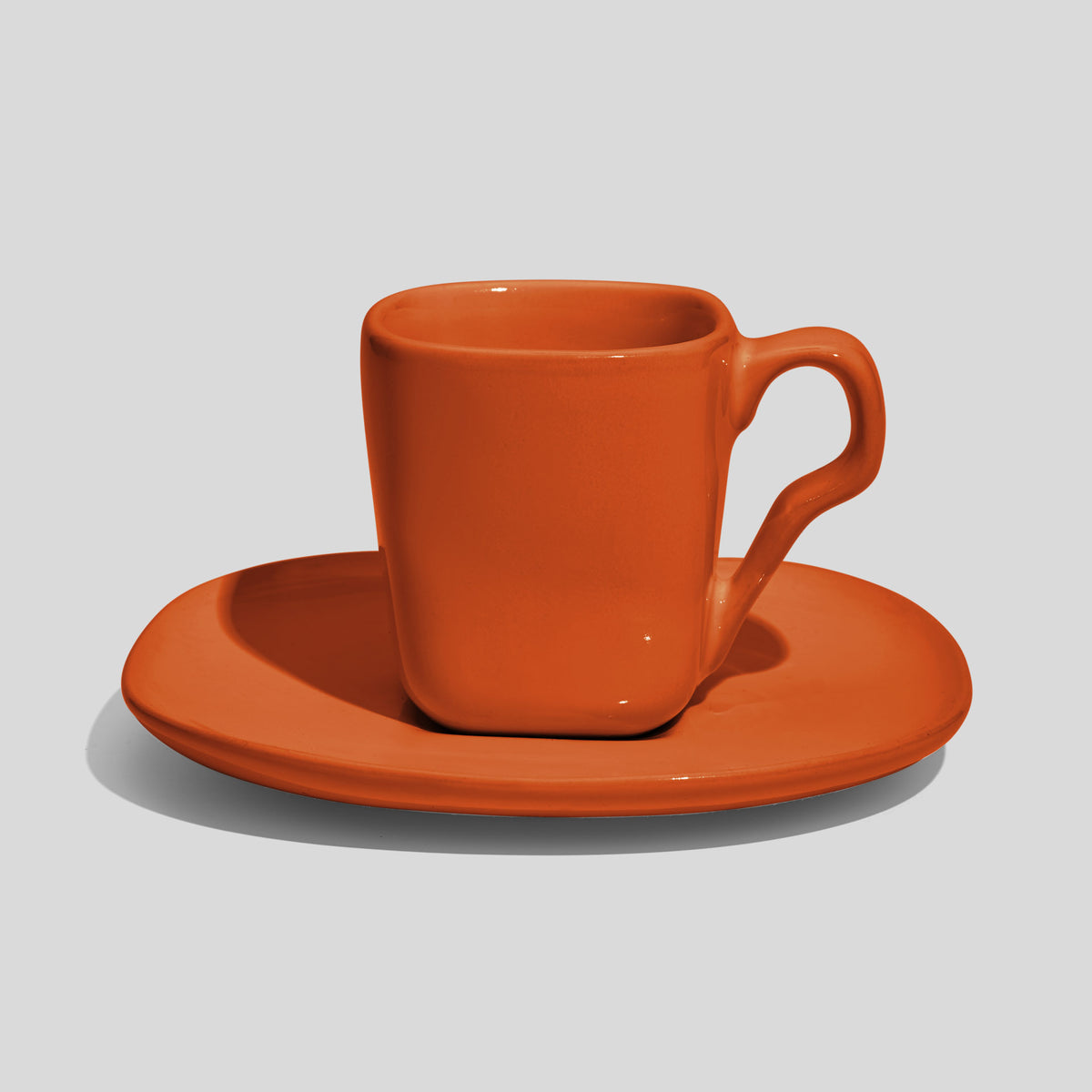 Quadratische Espressotasse mit Untertasse 80 ml – Orange