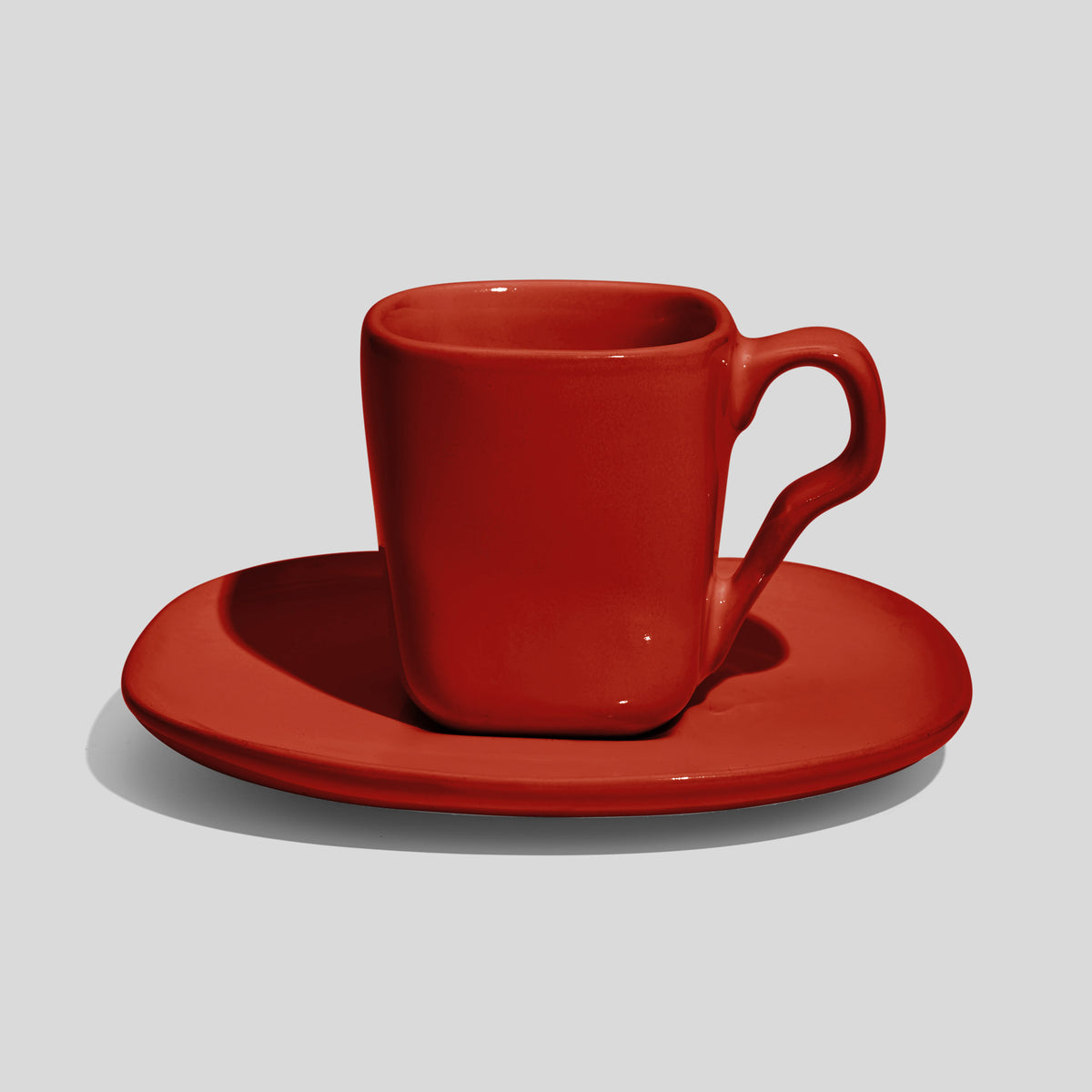 Quadratische Espressotasse mit Untertasse 80 ml – Rot