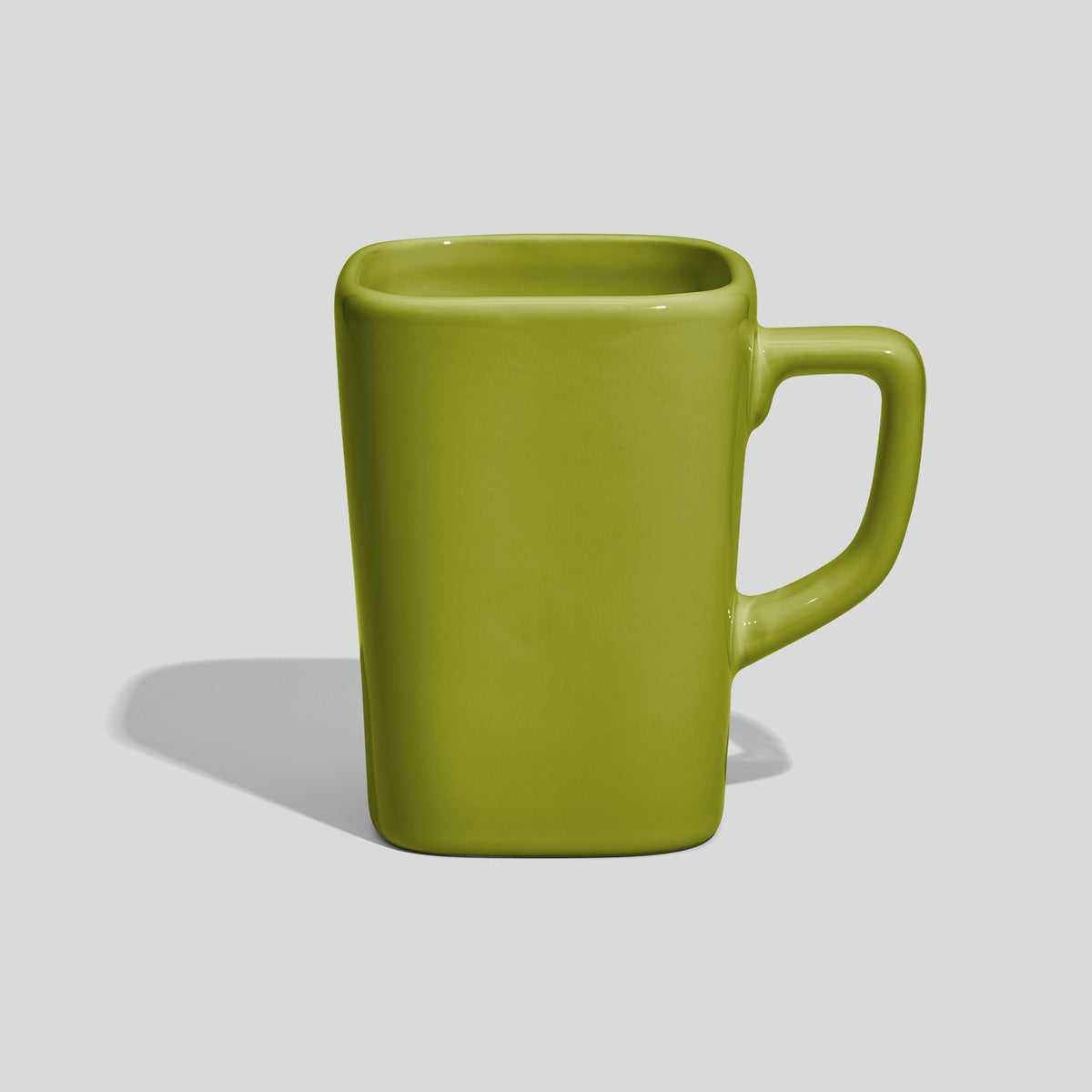 Quadratische Keramiktasse 260 ml mit eckigem Henkel – Limettengrün