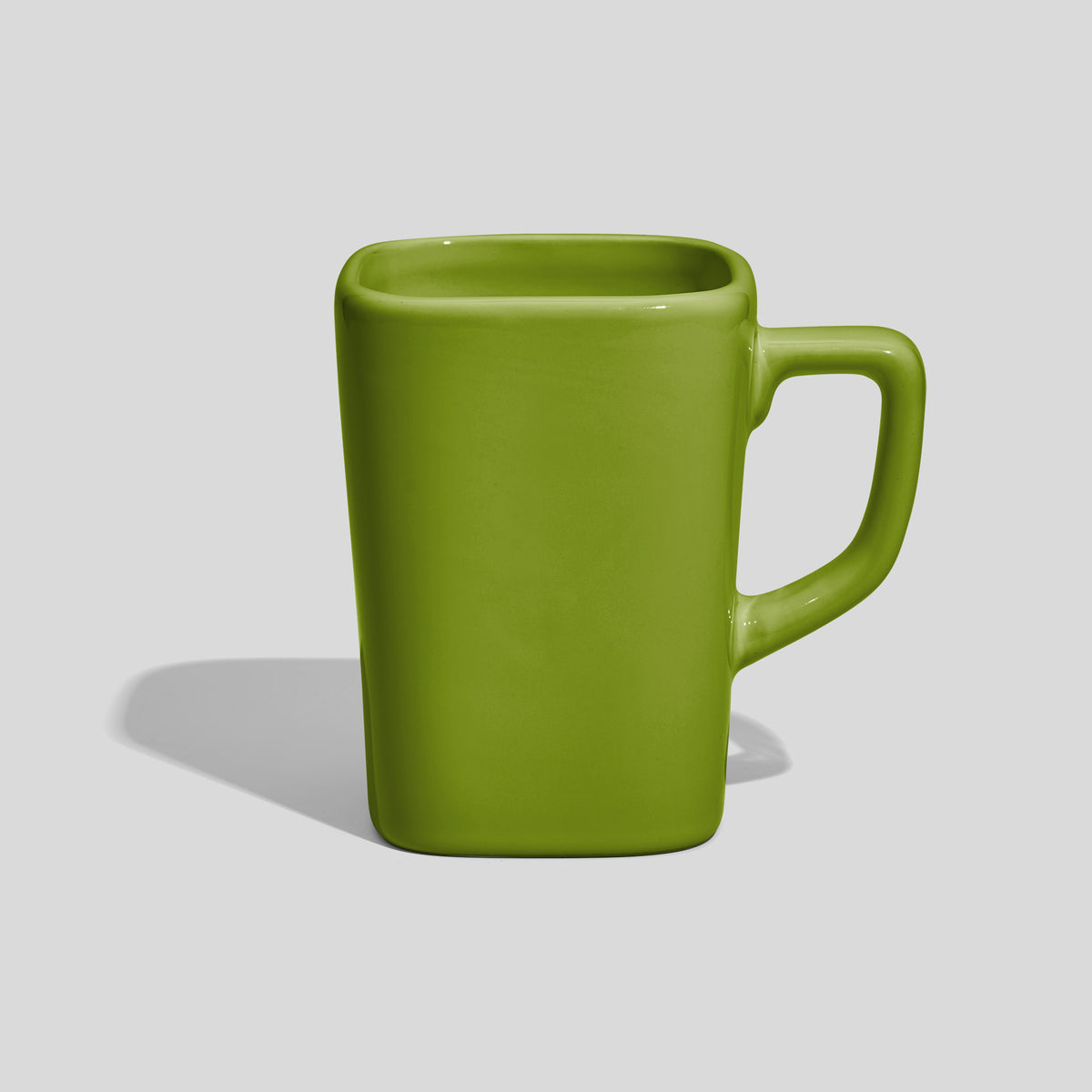 Quadratische Keramiktasse 260 ml mit eckigem Henkel – Olivgrün