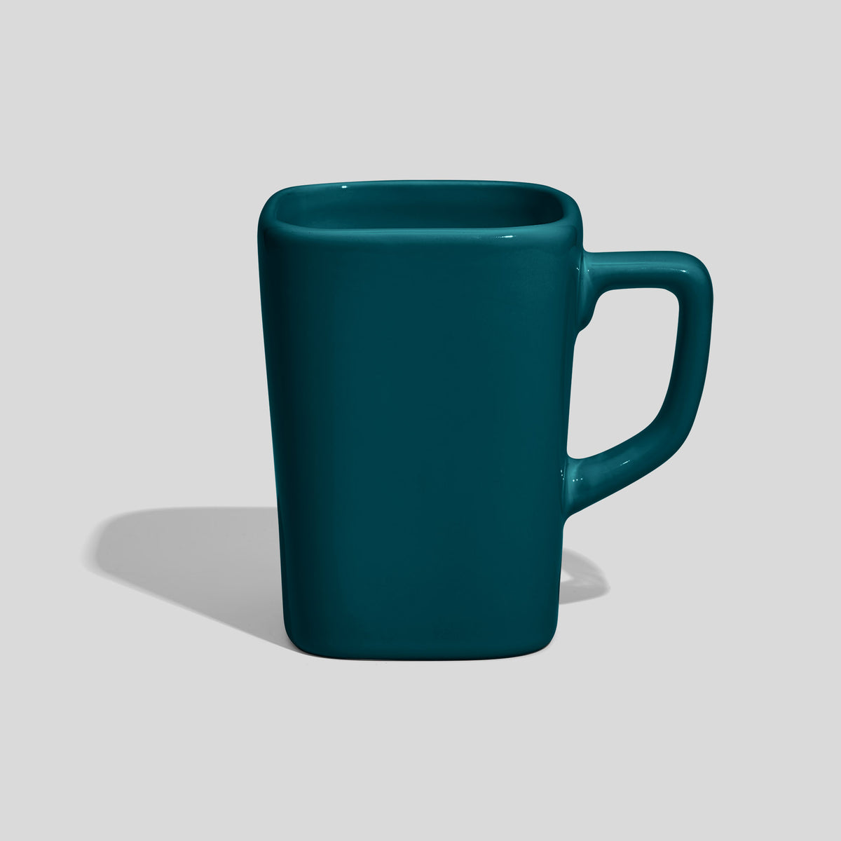 Quadratische Keramiktasse 260 ml mit eckigem Henkel – Petrol