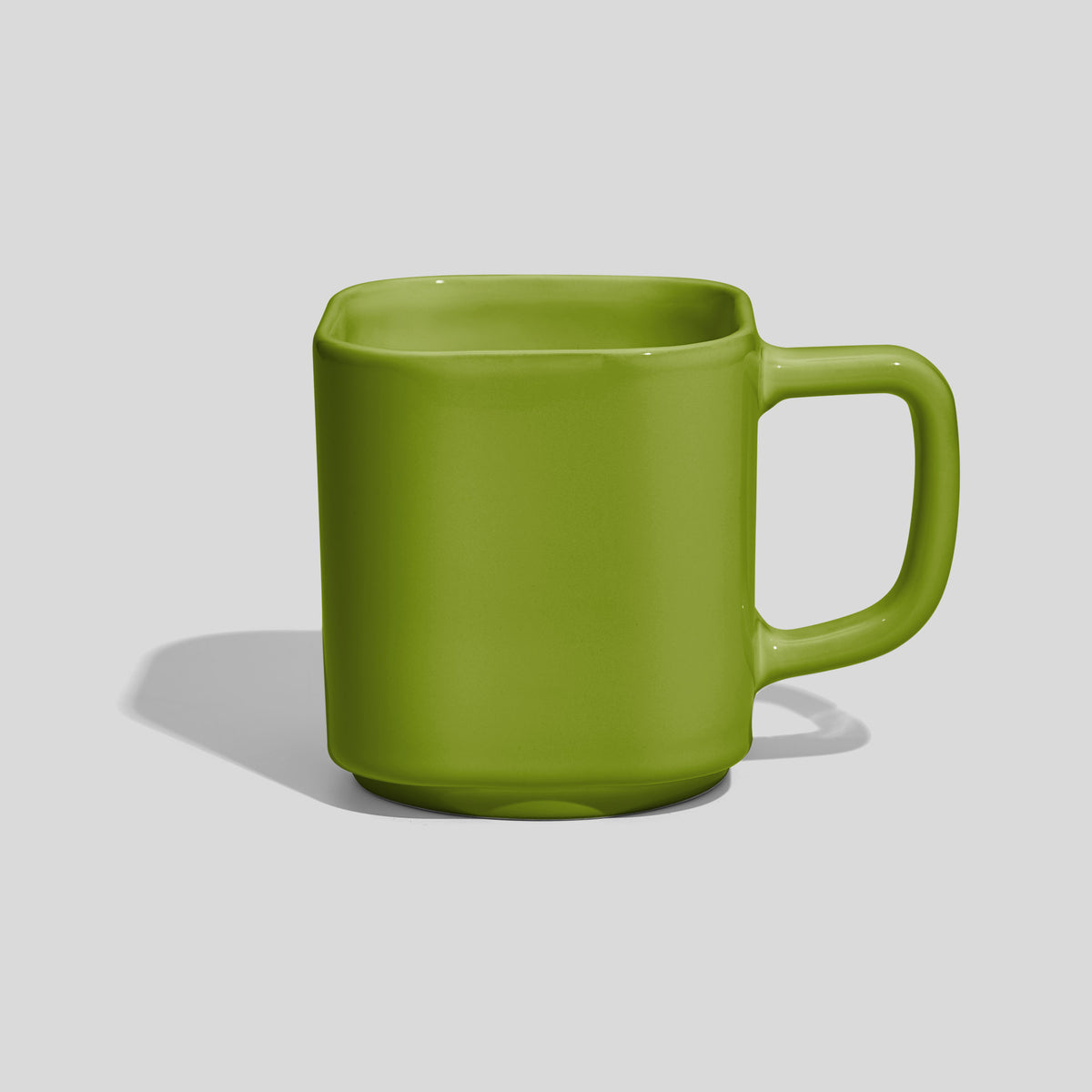 Quadratische Keramiktasse 290 ml mit eckigem Henkel – Olivgrün