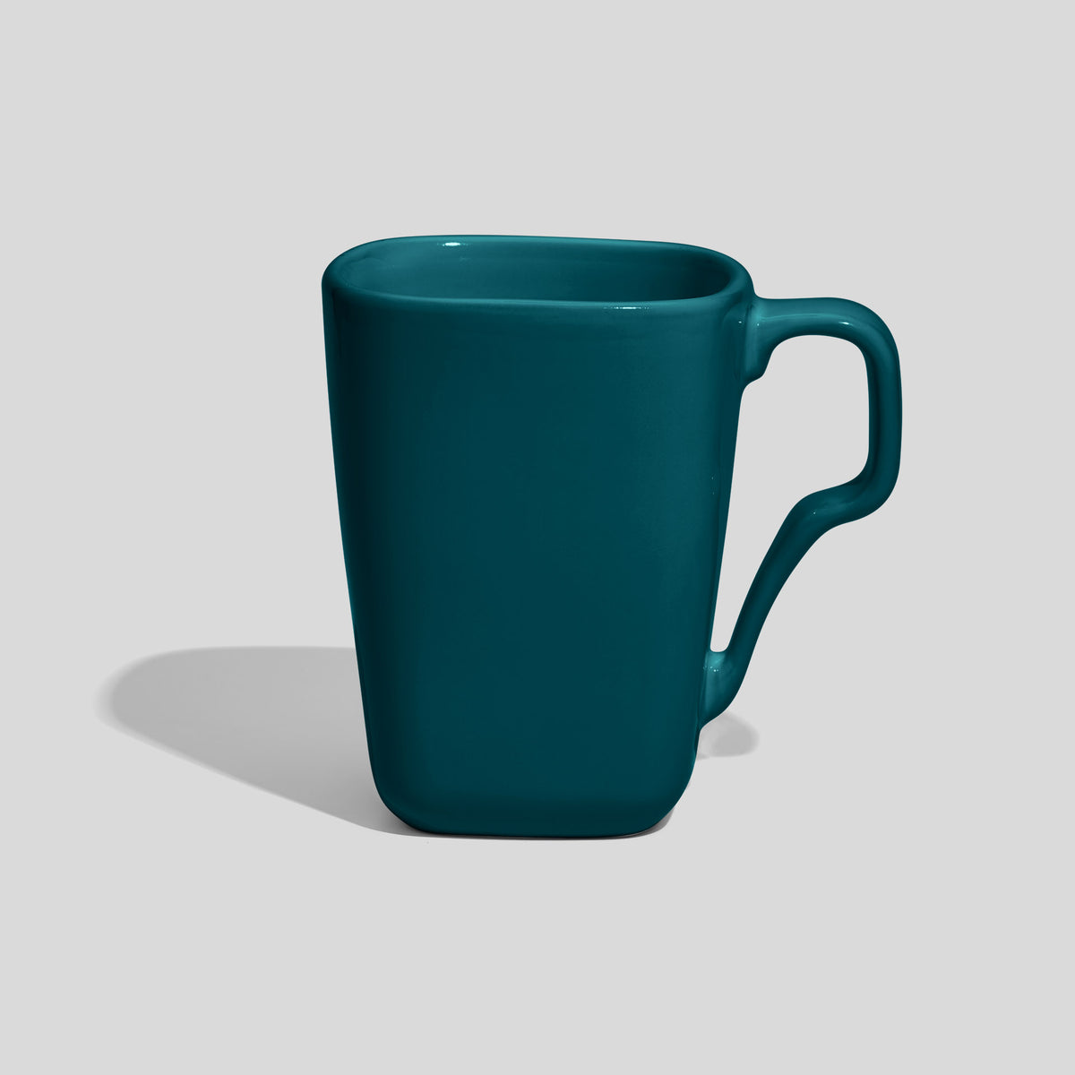 Quadratische Keramiktasse 330 ml mit Schwunghenkel – Petrol
