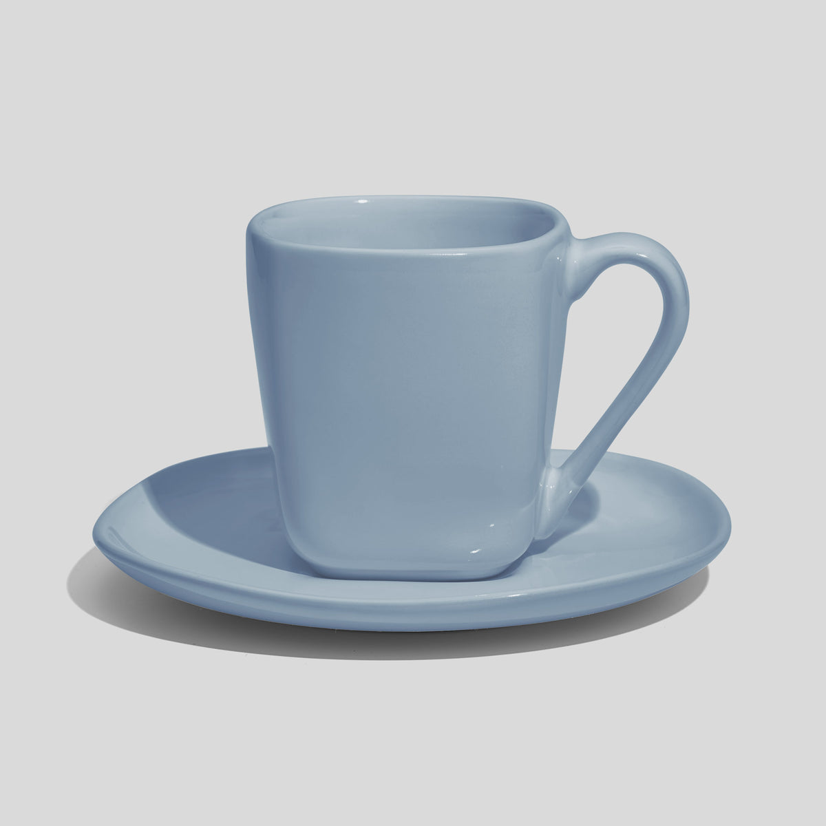 Quadratische Tasse mit Untertasse 180 ml – Hellblau