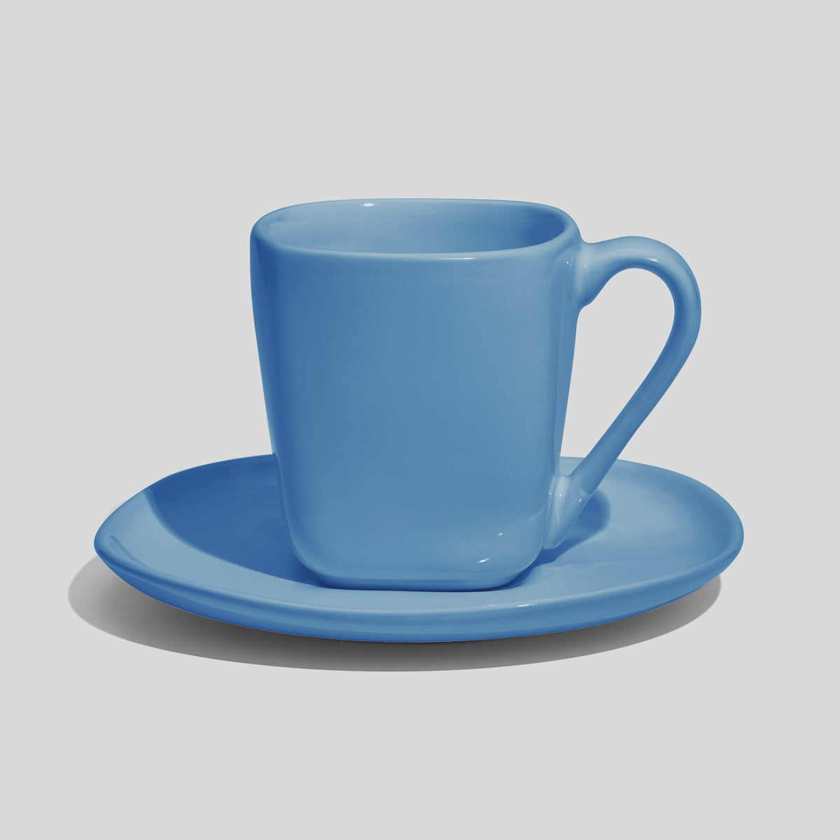 Quadratische Tasse mit Untertasse 180 ml – Himmelblau