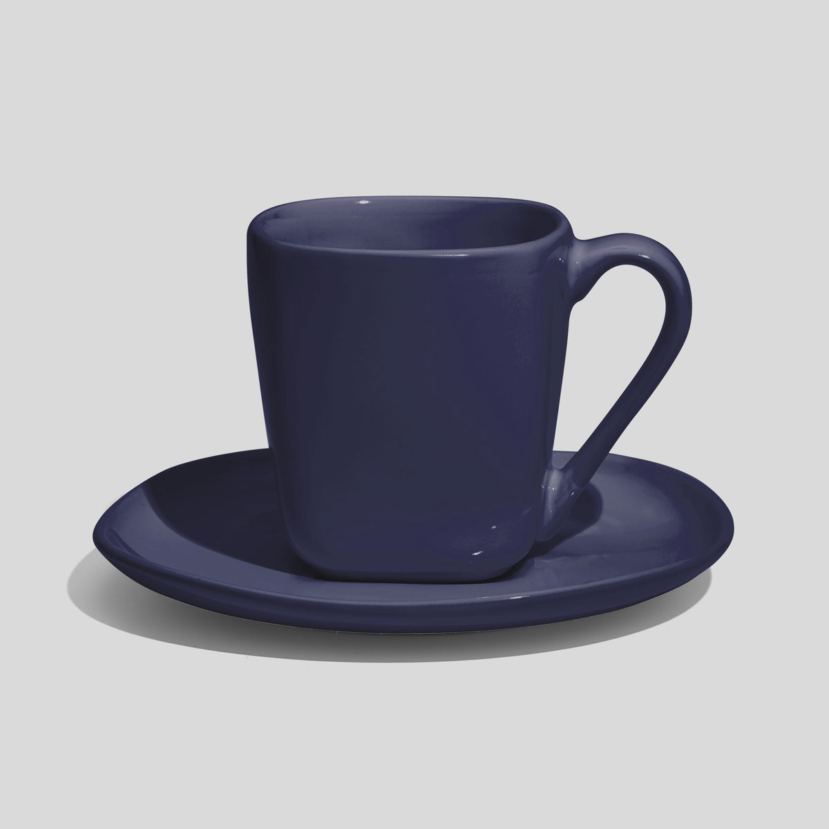 Quadratische Tasse mit Untertasse 180 ml – Marineblau