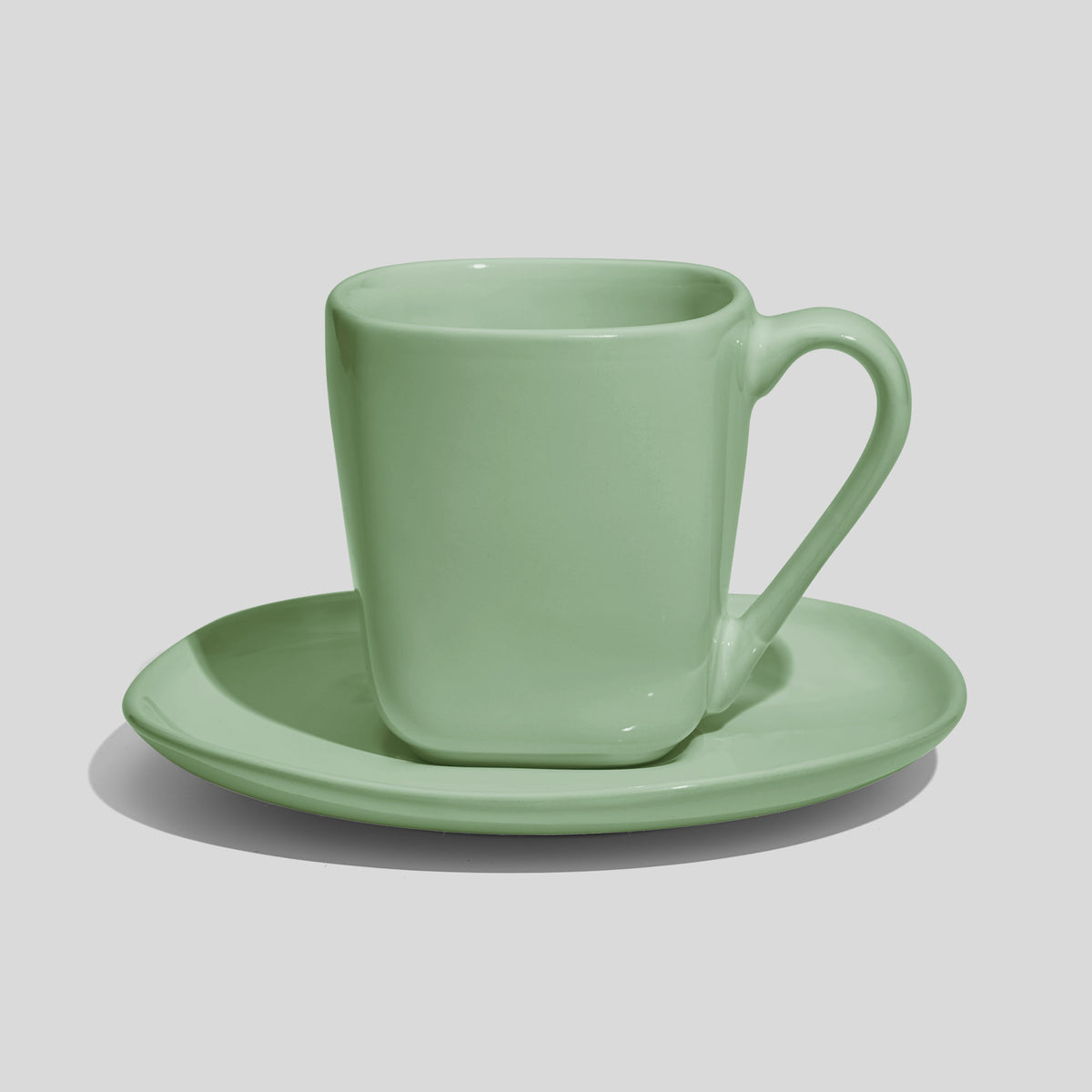 Quadratische Tasse mit Untertasse 180 ml – Mintgrün