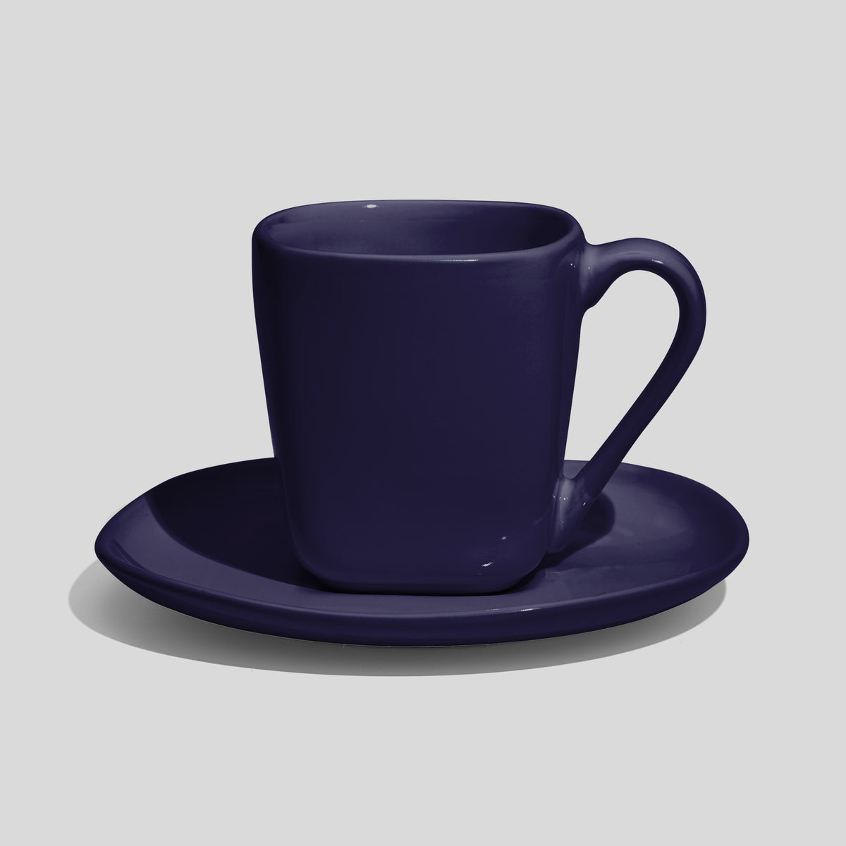 Quadratische Tasse mit Untertasse 180 ml – Nachtblau