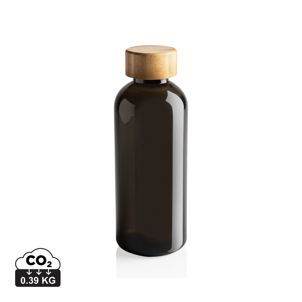 RCS rPET Flasche mit Bambus-Deckel – schwarz