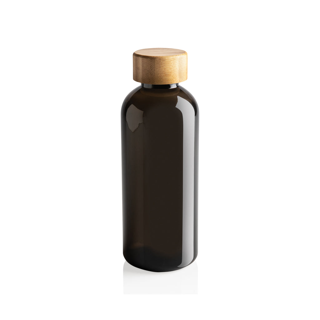 RCS rPET Flasche mit Bambus-Deckel – schwarz
