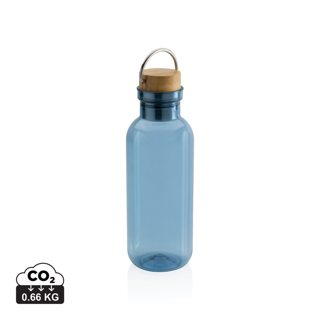 RCS rPET Flasche with Bambusdeckel und Griff – blau