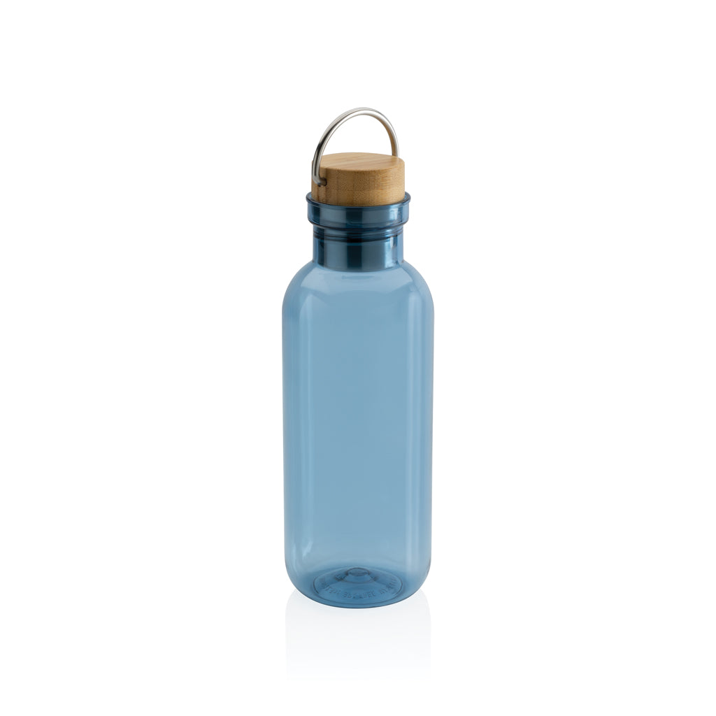 RCS rPET Flasche with Bambusdeckel und Griff – blau