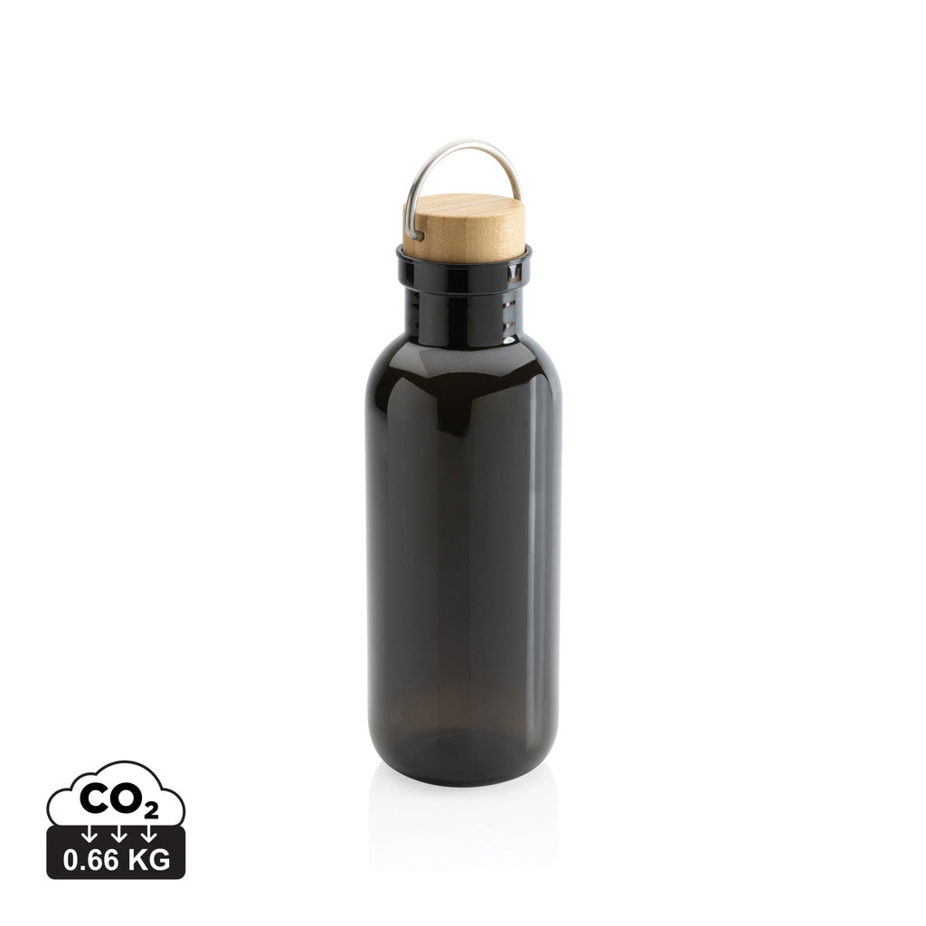 RCS rPET Flasche with Bambusdeckel und Griff – schwarz