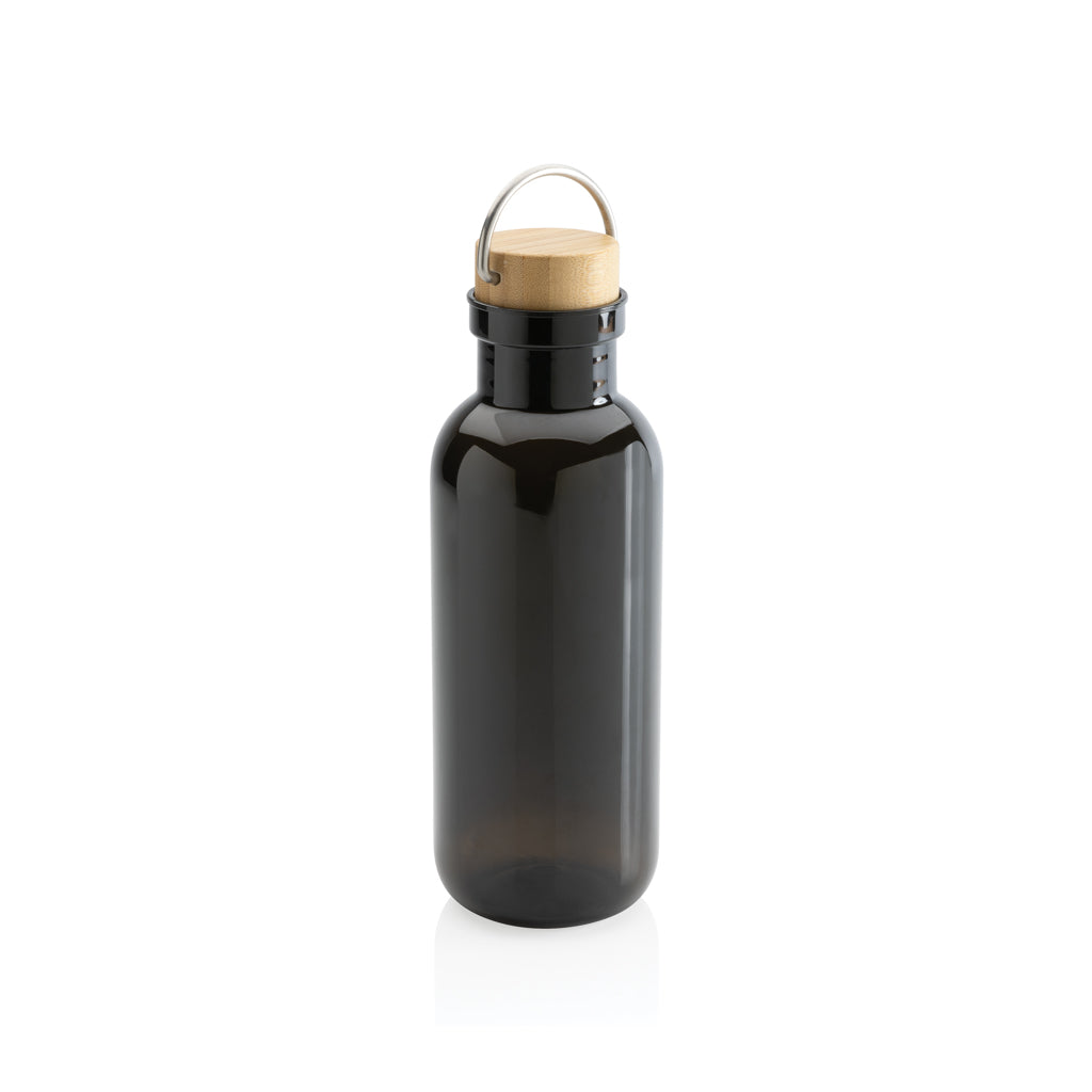 RCS rPET Flasche with Bambusdeckel und Griff – schwarz