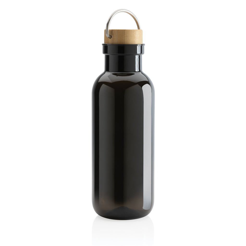 RCS rPET Flasche with Bambusdeckel und Griff – schwarz
