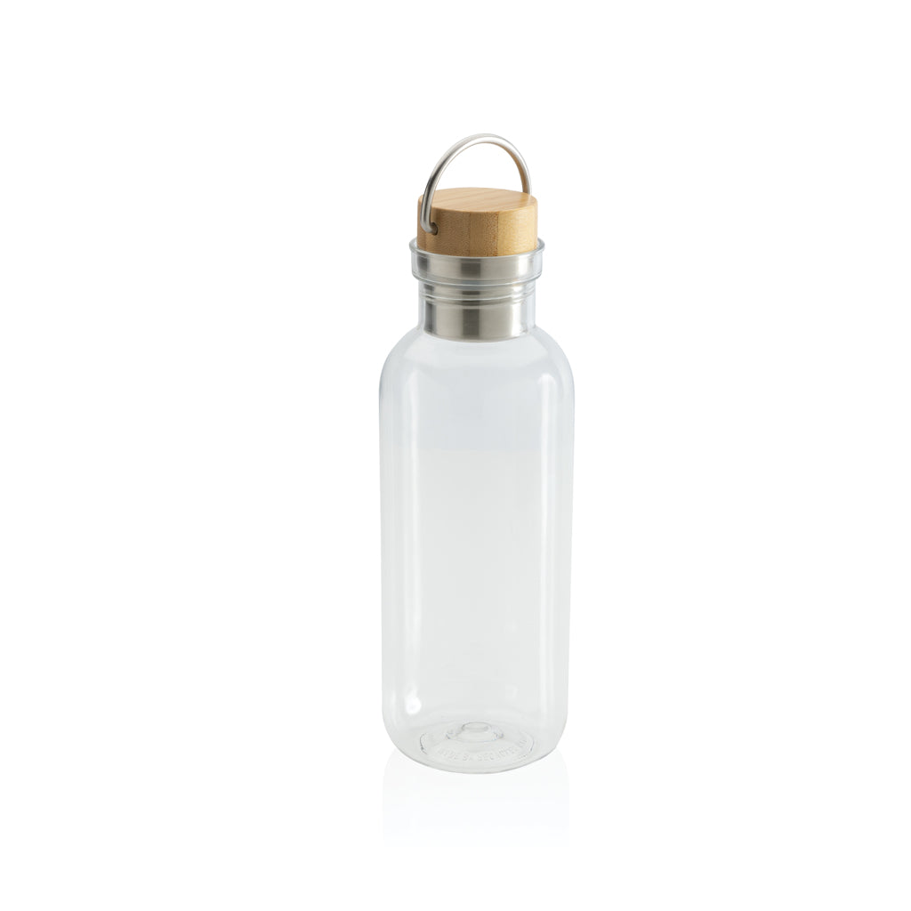 RCS rPET Flasche with Bambusdeckel und Griff – transparent