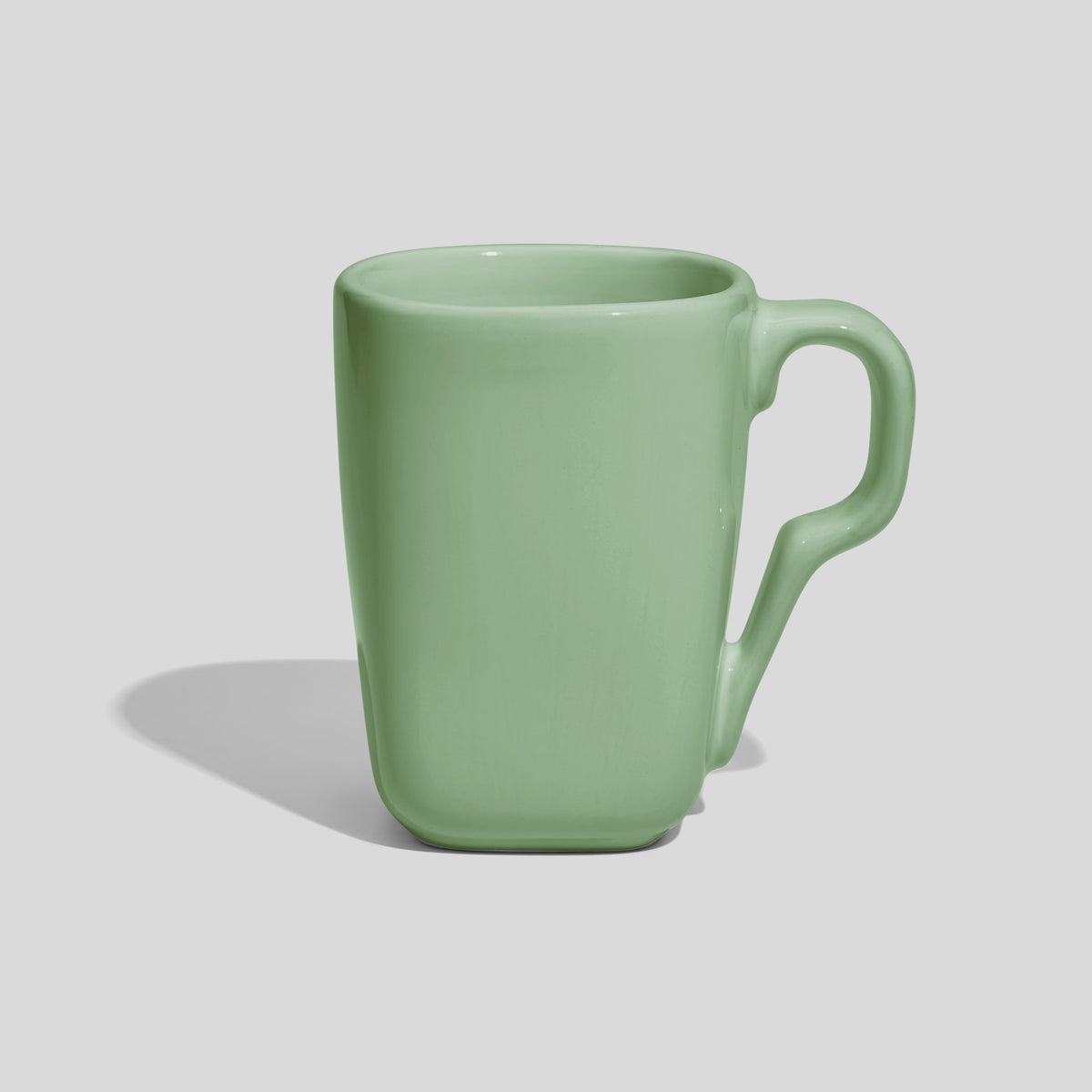 Rechteckig gerundete Keramiktasse 240 ml mit Knickhenkel – Mintgrün