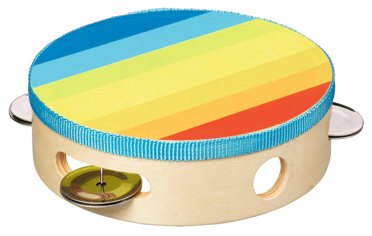 Regenbogen Tamburin aus Holz mit Schellen von goki