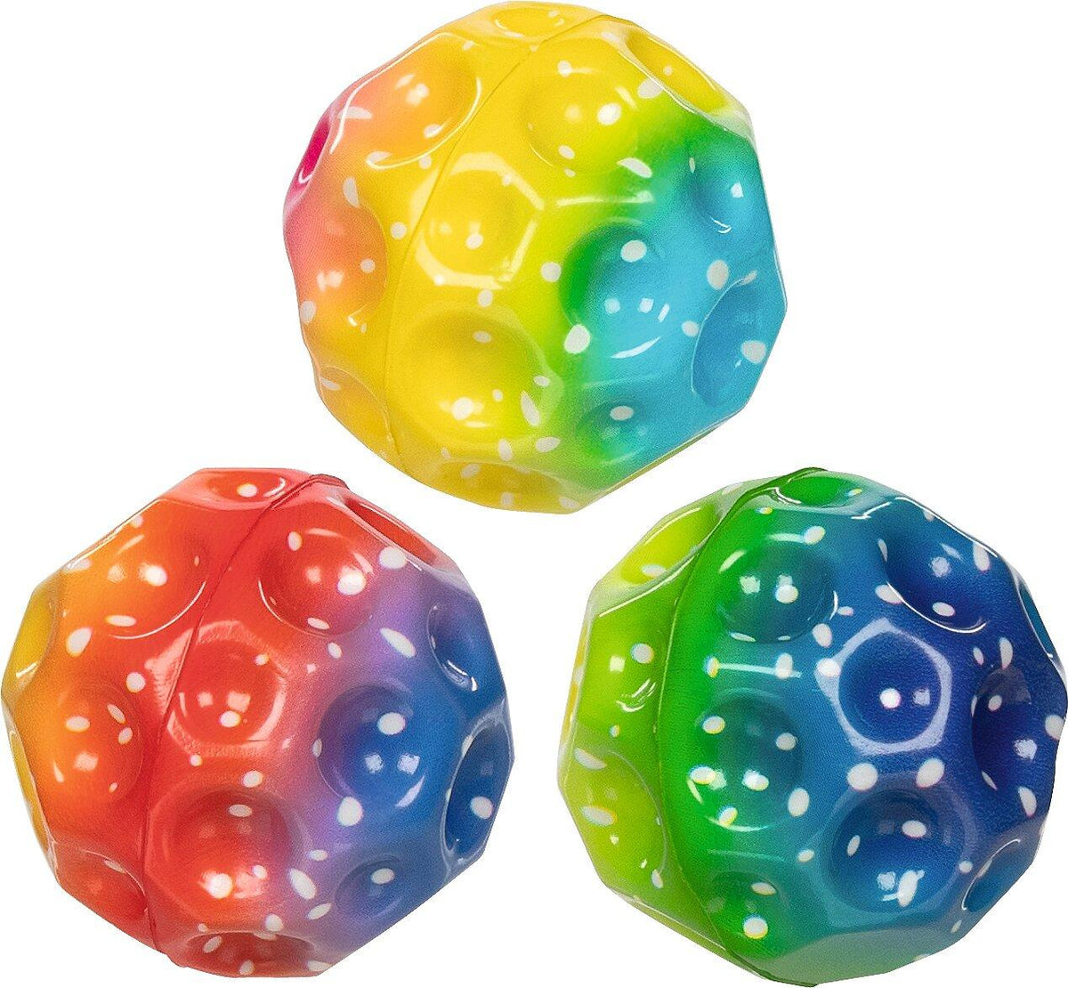 Regenbogenball mit Kratern und Sprungkraft, 6,5 cm – Ansicht