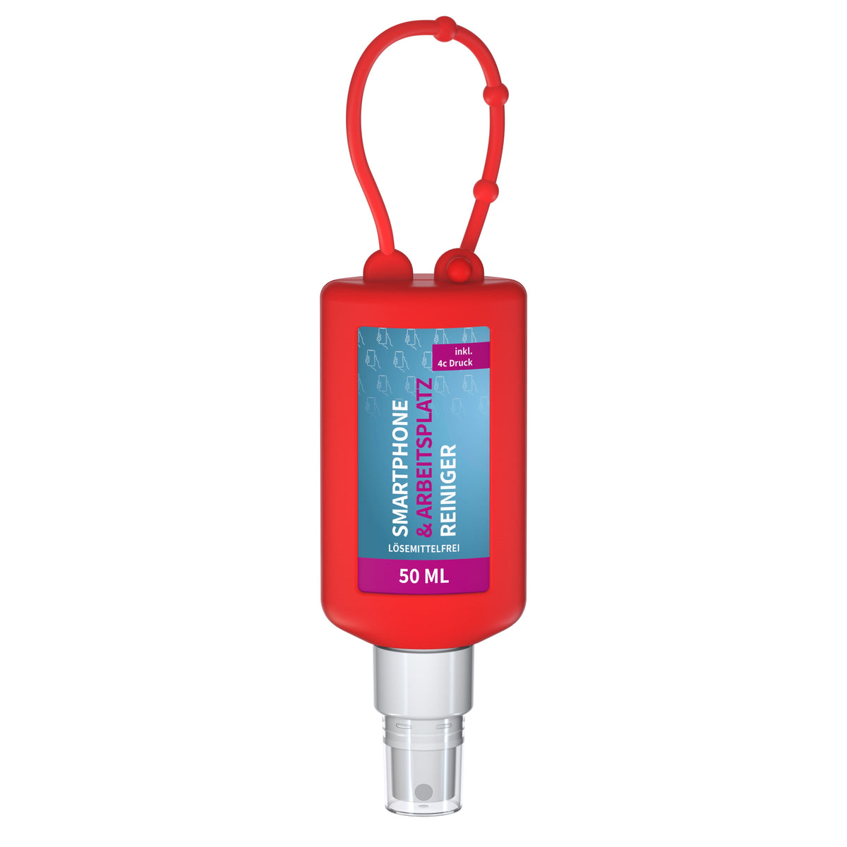 Reinigungsspray Smartphone 50 ml Anhängeflasche mit Silikonhülle