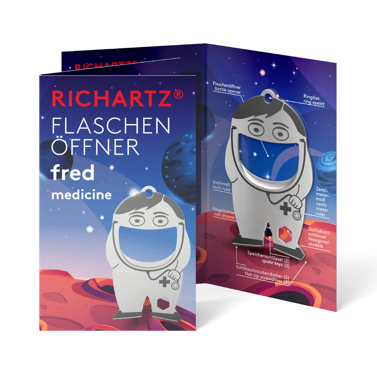 RICHARTZ Flaschenöffner fred medicine für Praxis und Klinik – Verpackung