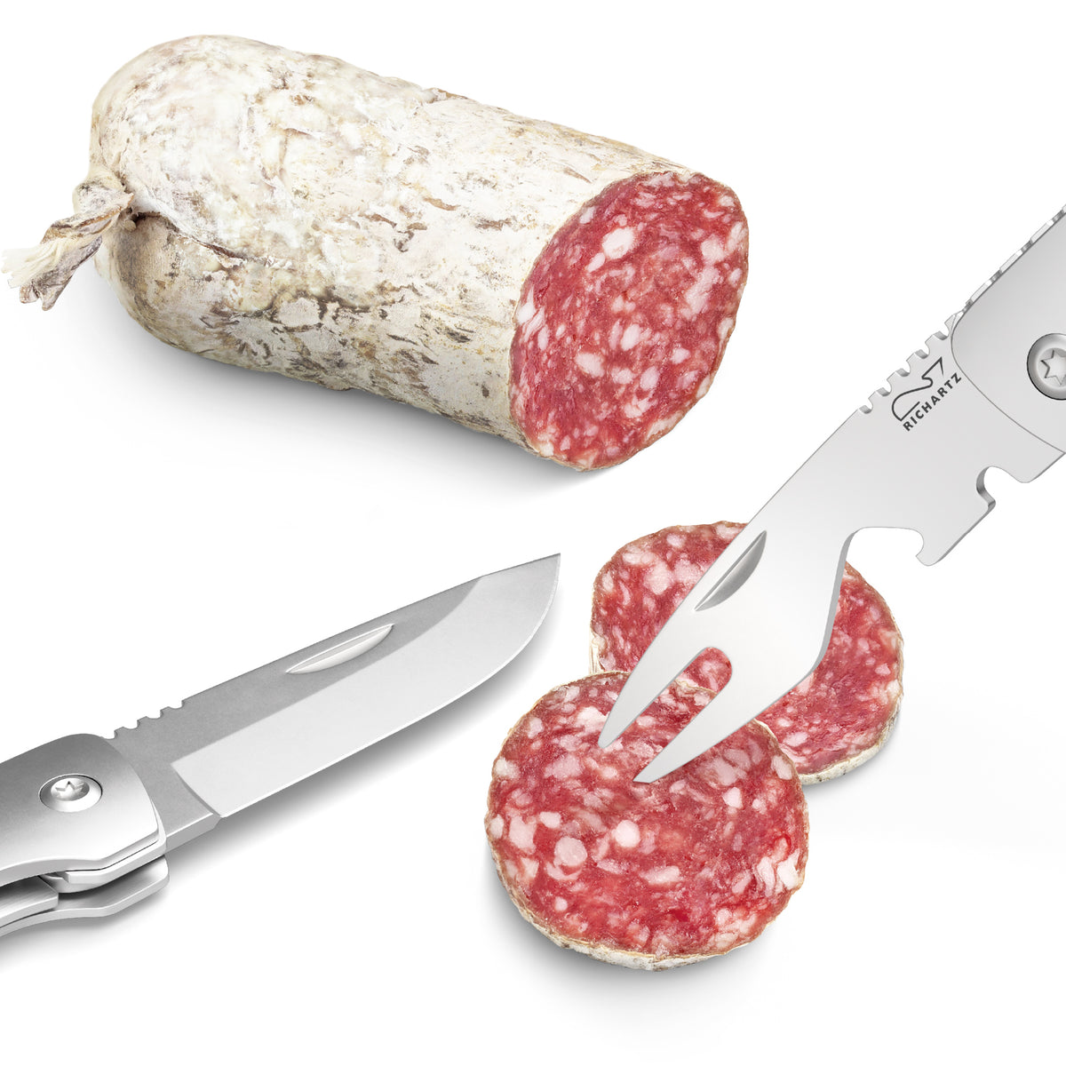 RICHARTZ LEO picknick olive Taschenmesser mit Gabel – Ansicht