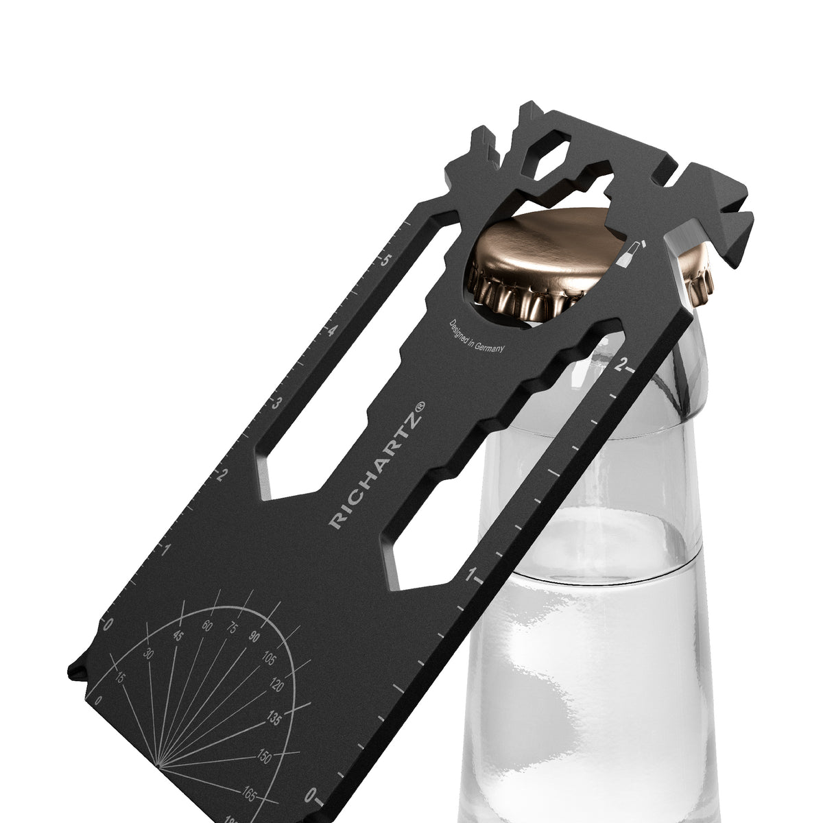 RICHARTZ POCKET CARD black 28+ Multitool im Kartenformat – Flaschenöffner