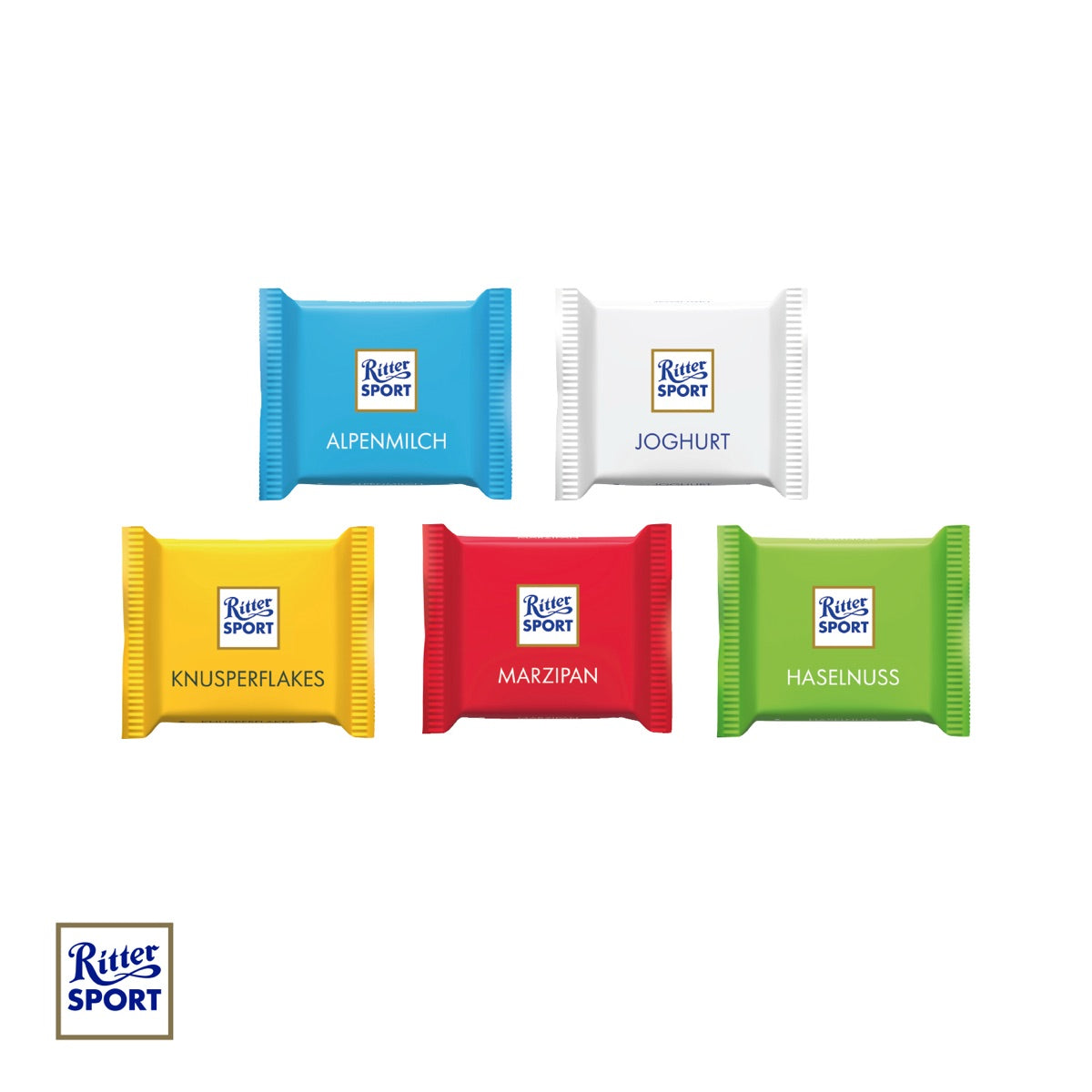 Blick auf die Ritter SPORT Mini unter der Banderole