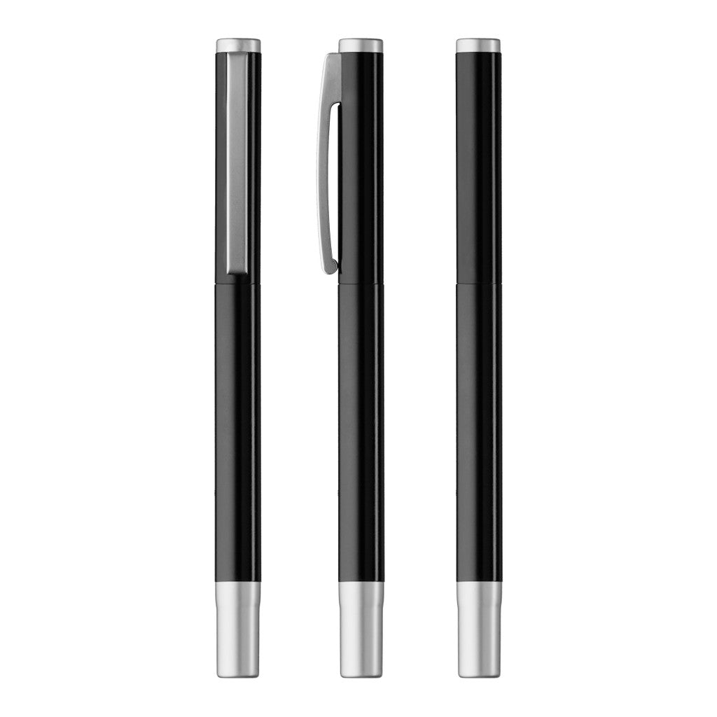 Rollerball aus Metall mit Bügelclip und Kappe – Schwarz