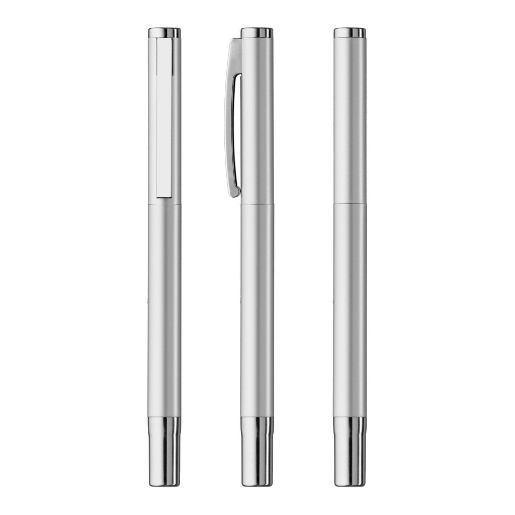 Rollerball aus Metall mit Bügelclip und Kappe – Silber