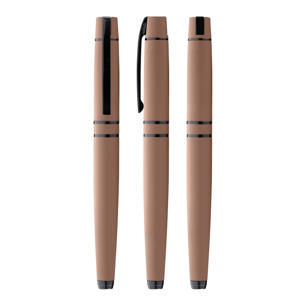 Rollerball mit Soft Touch Gehäuse und Griffzone – Braun