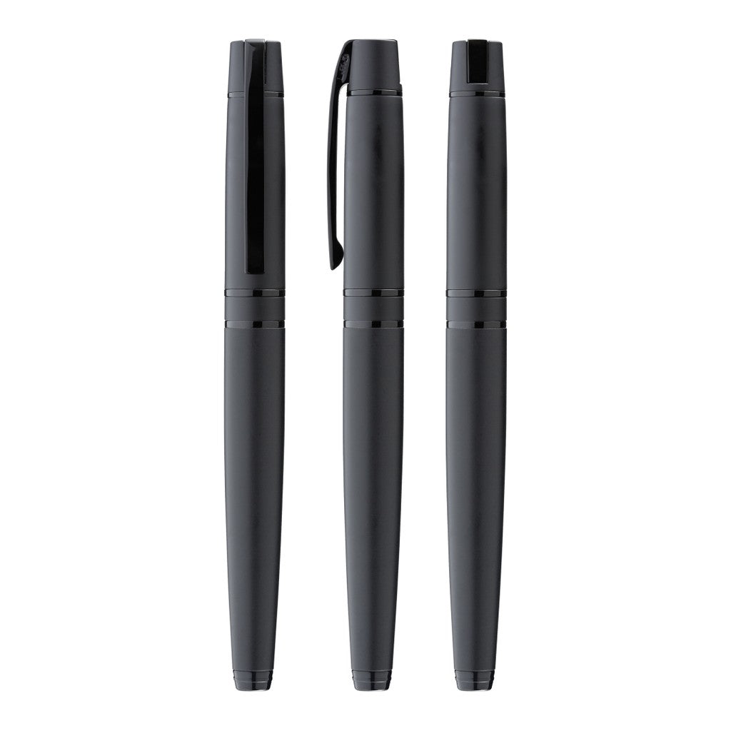 Rollerball mit Soft Touch Gehäuse und Griffzone – Schwarz