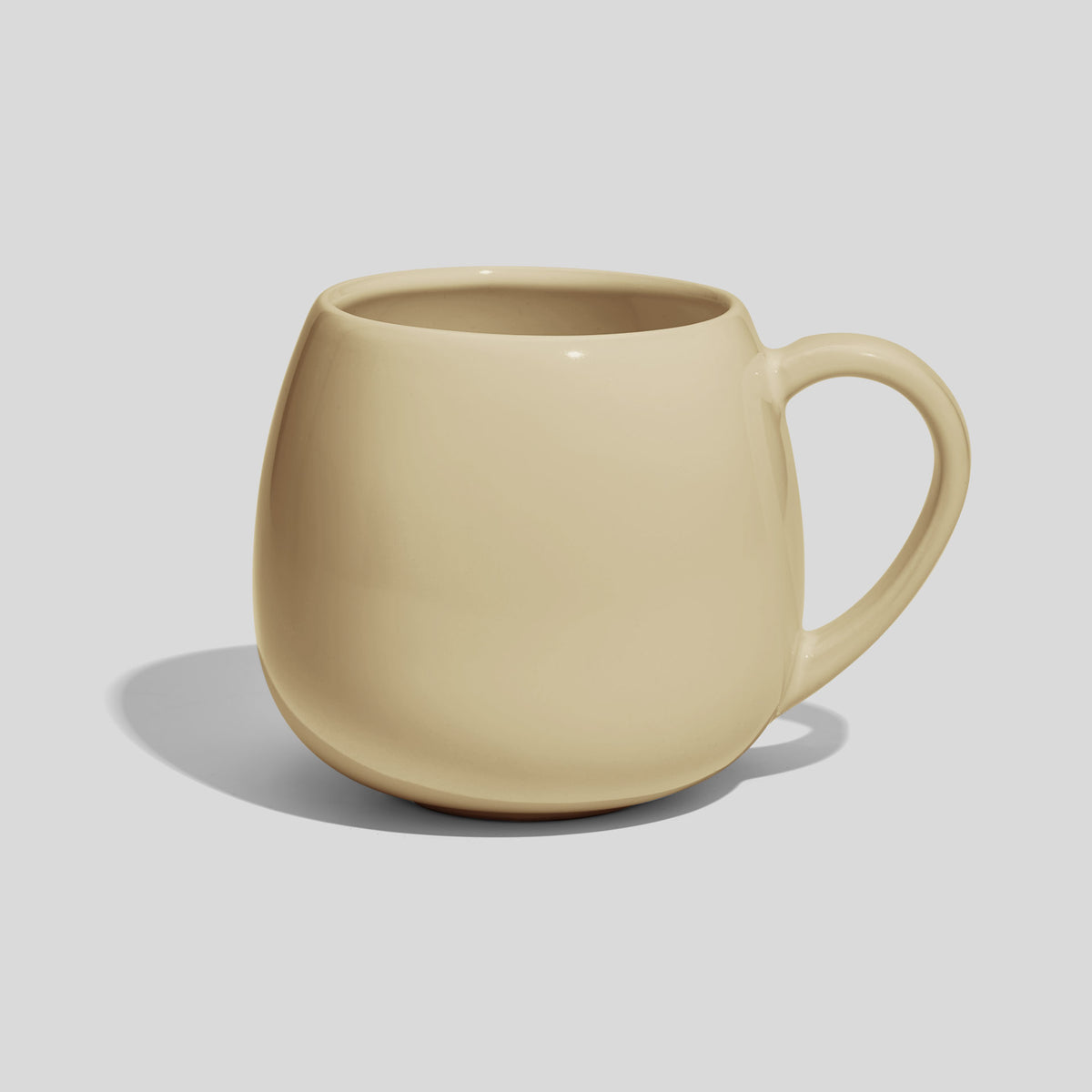 Rundbauchige Keramiktasse 420 ml mit schlankem Henkel – Beige
