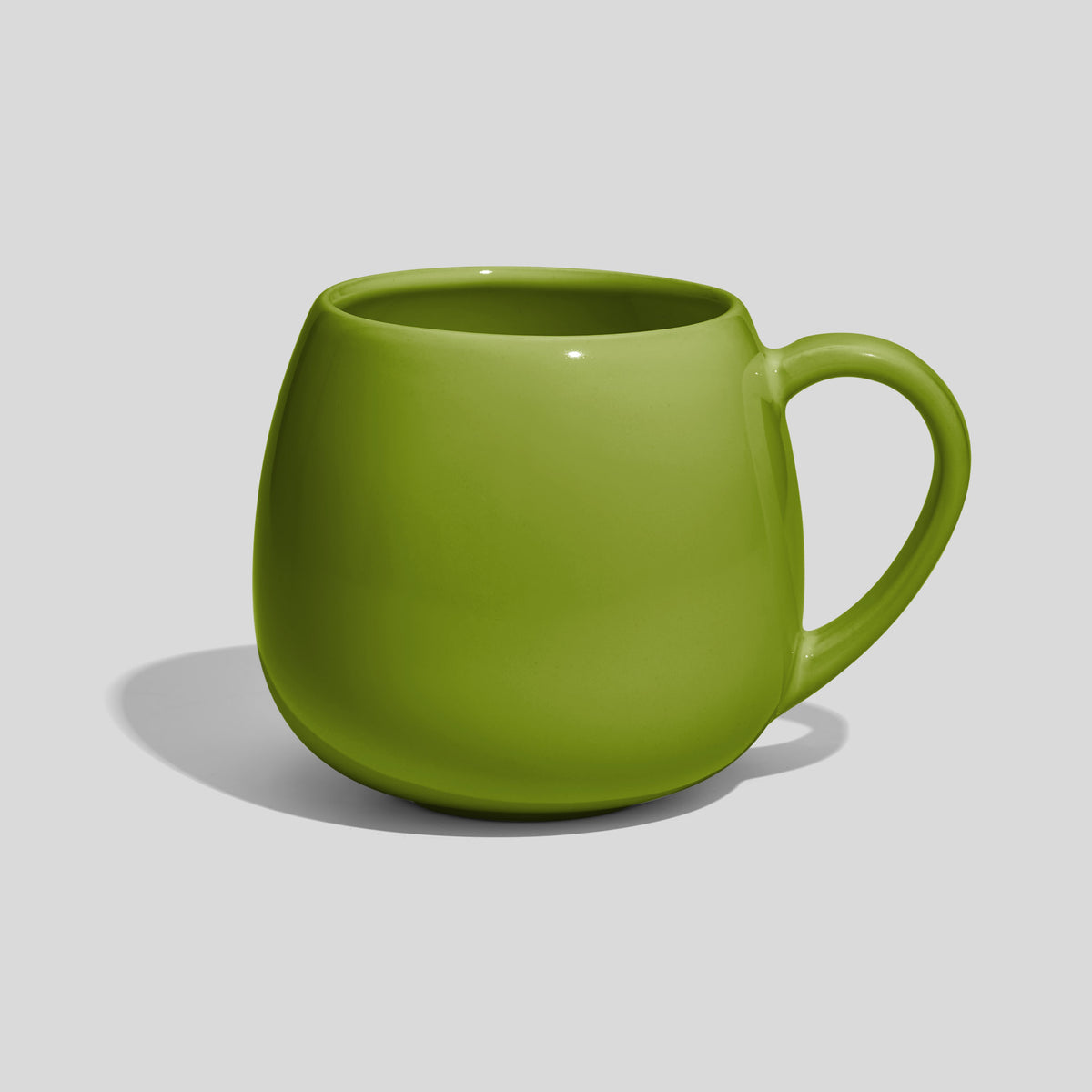 Rundbauchige Keramiktasse 420 ml mit schlankem Henkel – Olivgrün