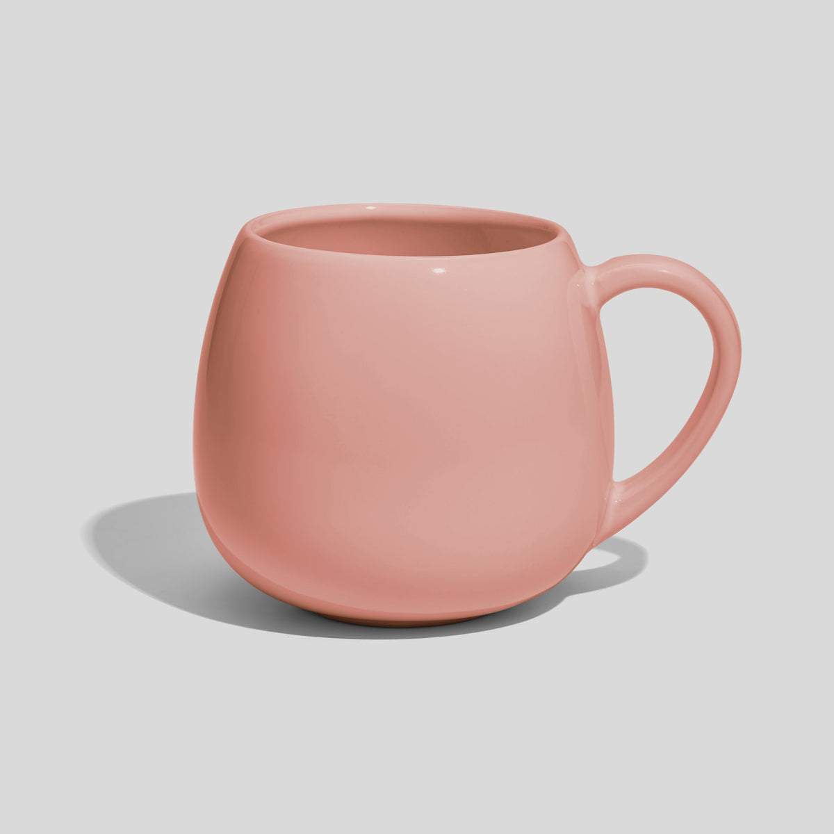 Rundbauchige Keramiktasse 420 ml mit schlankem Henkel – Rosa