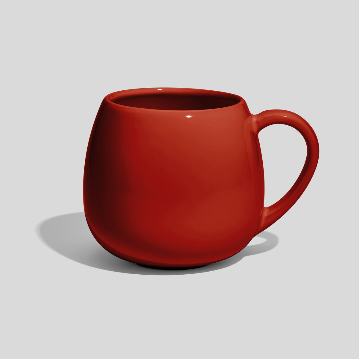 Rundbauchige Keramiktasse 420 ml mit schlankem Henkel – Rot